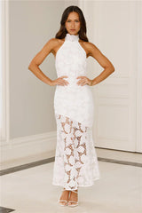 Soft Opulence Embroidered Halter Maxi Dress
